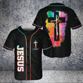 Custom Name God Tree Cross Jesus Colorful 3D BaseBall Jersey