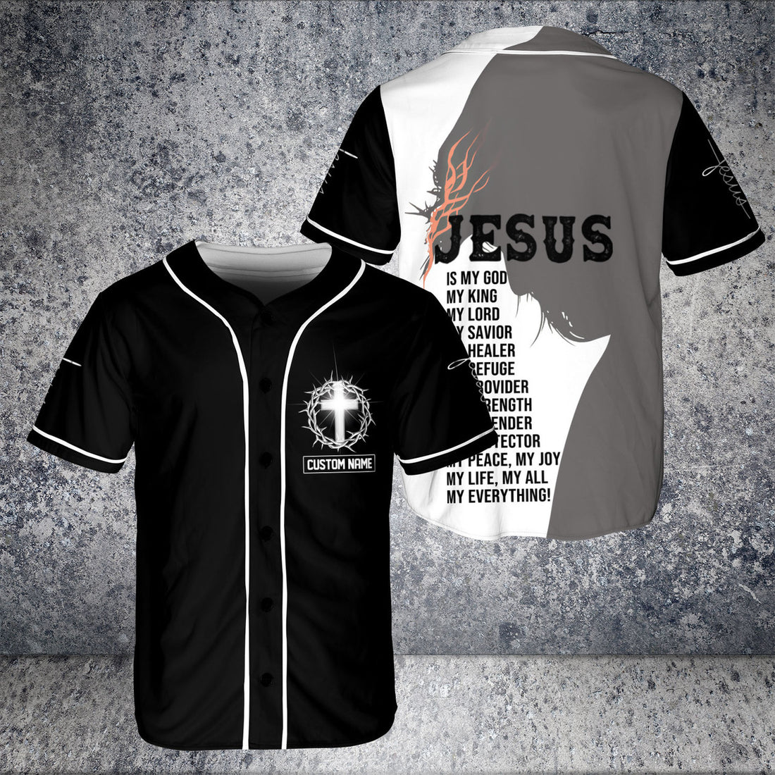 Custom Name Jesus Christian Cross Jesus Is My God My Savior 3D BaseBall Jersey