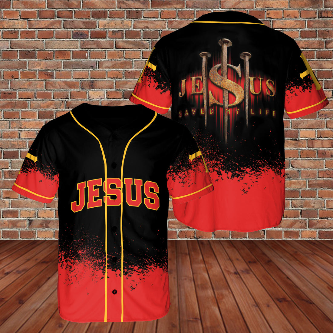 Three Nails Jesus Jesus And Cross Is My Savior 3D BaseBall Jersey Casual Red Style