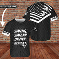 Custom Golf Swing Swear Drink Repeat Custom Name BaseBall Jersey Men Golfer