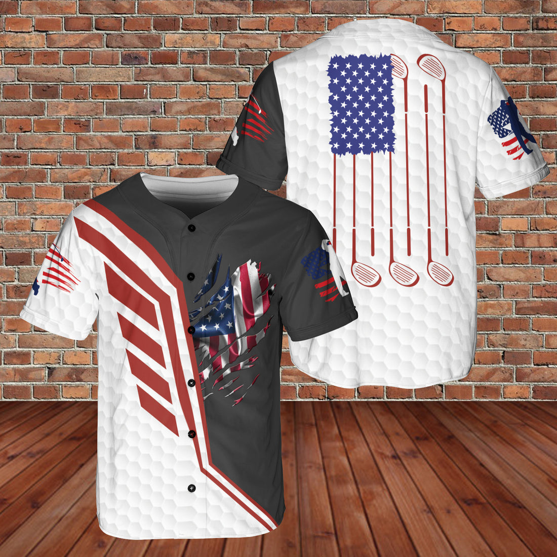 American Eagle Patriot Golf United States US Flag 3D BaseBall Jersey