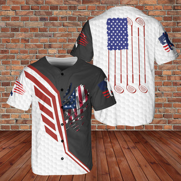 American Eagle Patriot Golf United States US Flag 3D BaseBall Jersey
