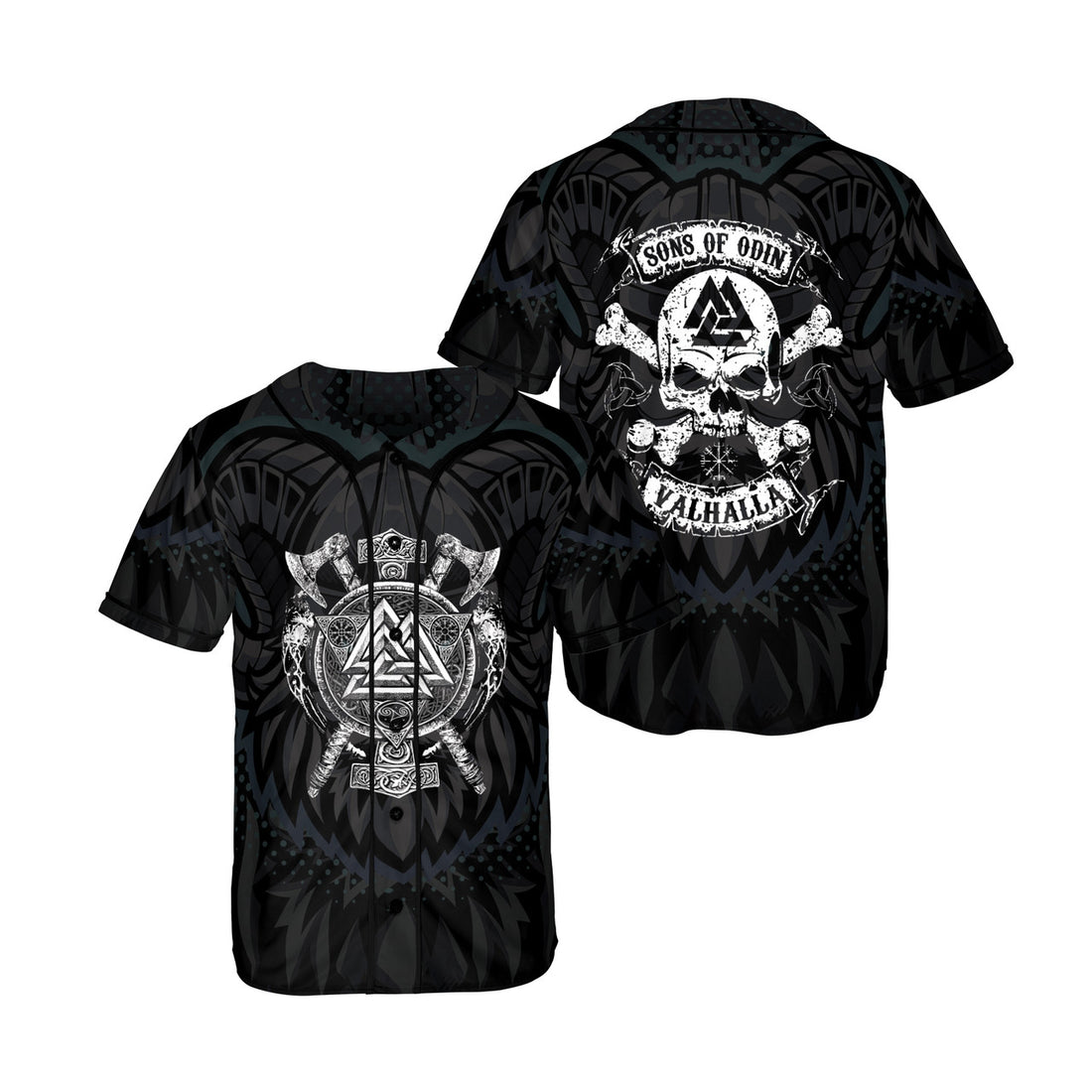 Son Of Odin Skull Viking 3D BaseBall Jersey Black Skull Style