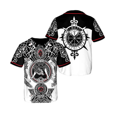Viking Tattoo Wolf White/Black BaseBall Jersey For Men Son Of Odin