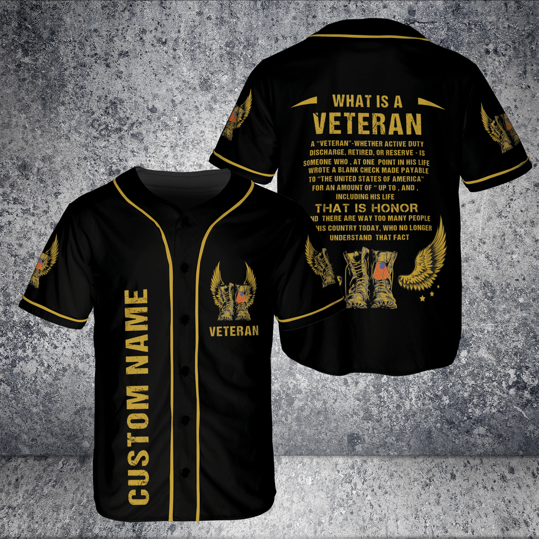 Custom Name What Is A Veteran US Flag 3D BaseBall Jersey