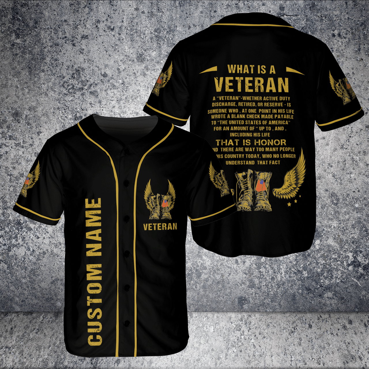 Custom Name What Is A Veteran US Flag 3D BaseBall Jersey