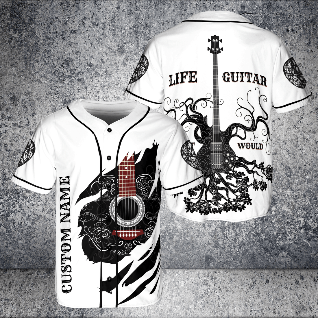 Custom Name Life Without Guitar Would AOP Baseball Jersey Guitar Player Gif