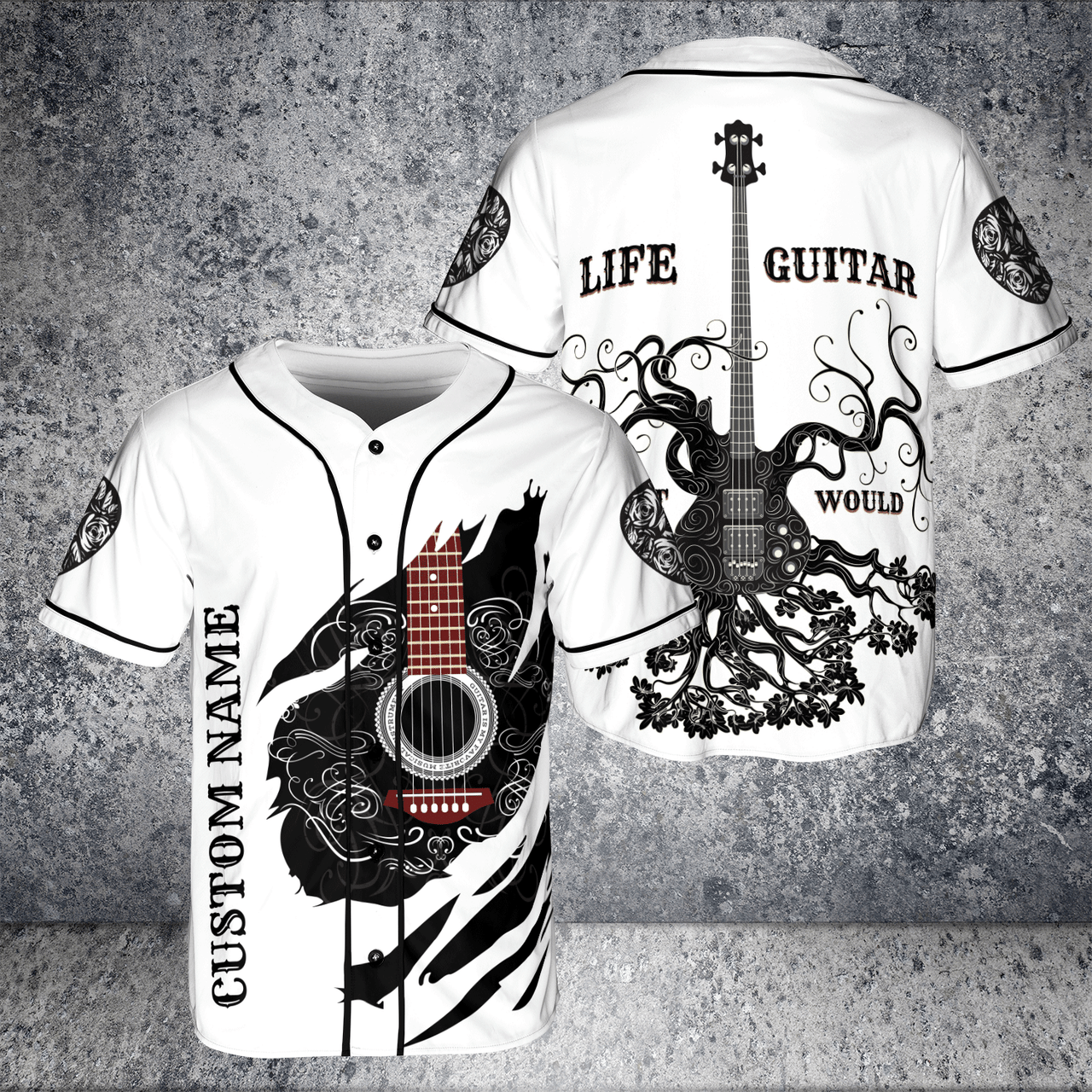 Custom Name Life Without Guitar Would AOP Baseball Jersey Guitar Player Gif