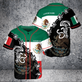 Custom Name Mexico National Emblem Eagle Holding Snake Flag AOP Baseball Jersey
