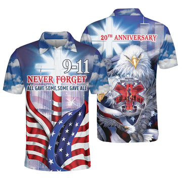 Firefighter God Eagle 20th Anniversary Never Forget AOP Polo Shirt
