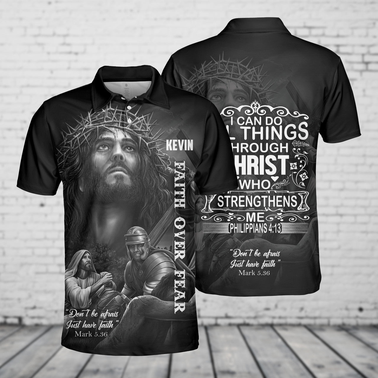 Faith Over Fear Philippians Custom Name Polo Shirt