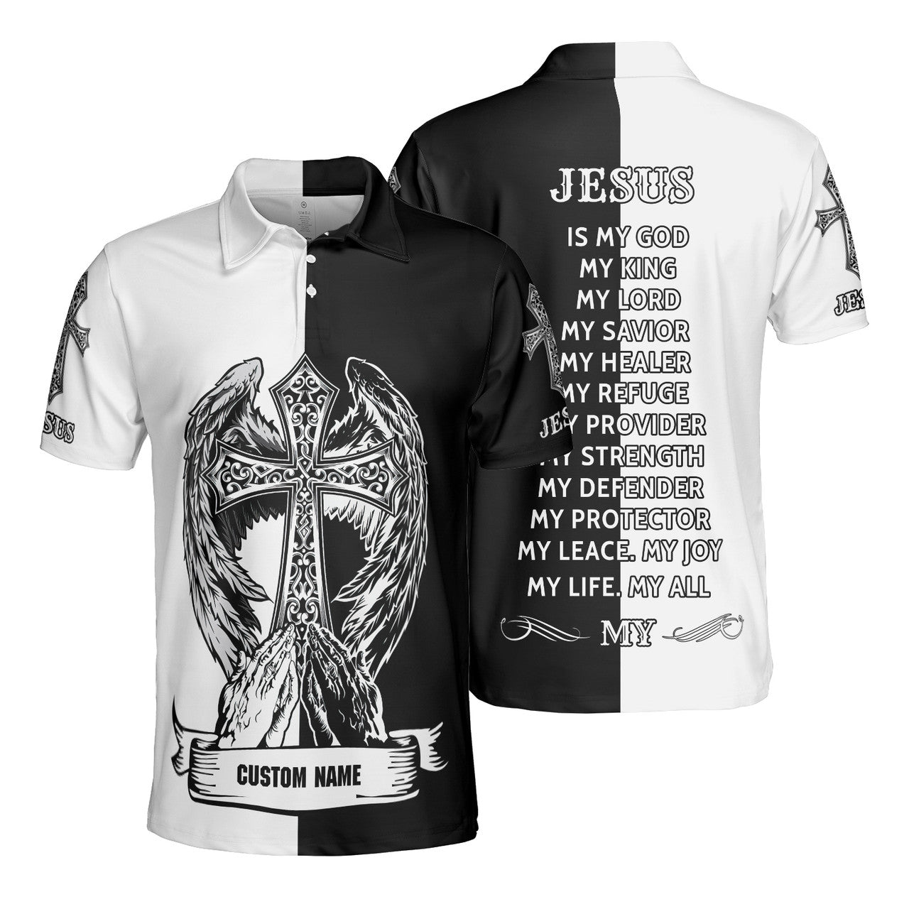 God King Lord Angel Hands 3D AOP Polo Shirt