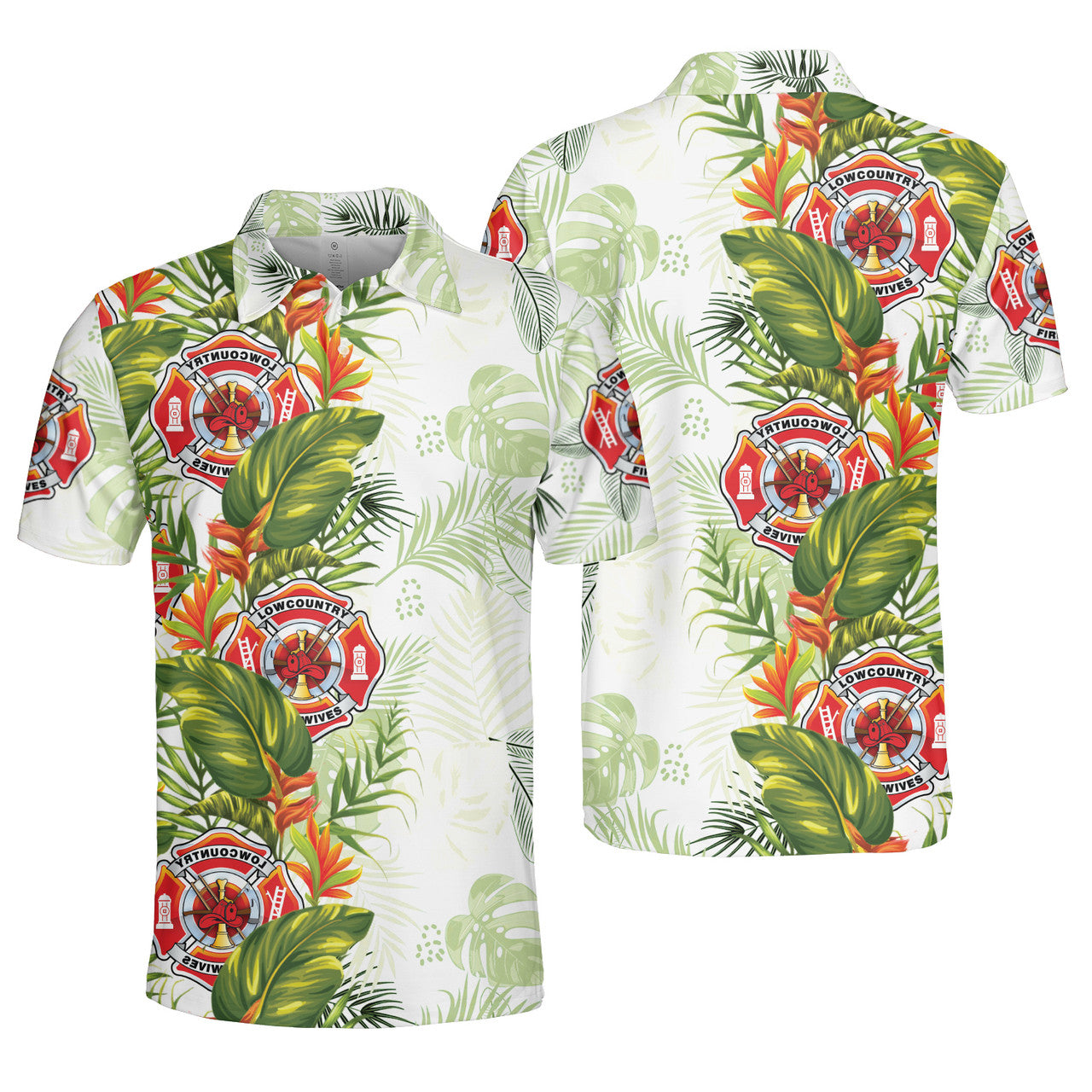 Firefighter Tropical Hawaii Summer Style AOP Polo Shirt Dad Father's Day