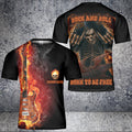 Custom Name Rock Skull Rock Play Guitar Born To Be Free AOP 3D T-Shirt
