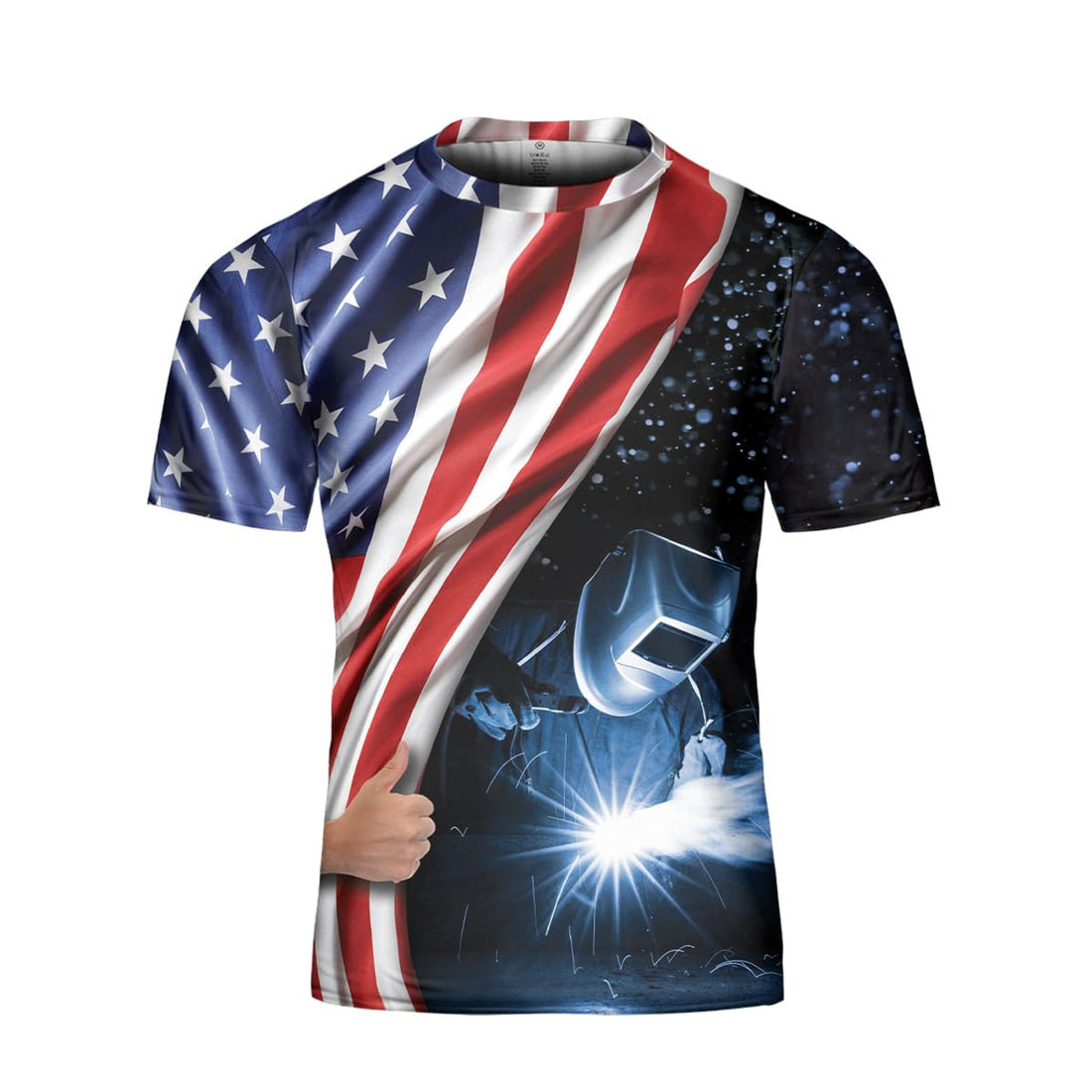 Custom GodoPrint US Flag Welder T-Shirt 3D, On Fire Let Me Finish Welding Shirt, Patriotic American Father Dad Welder Gift