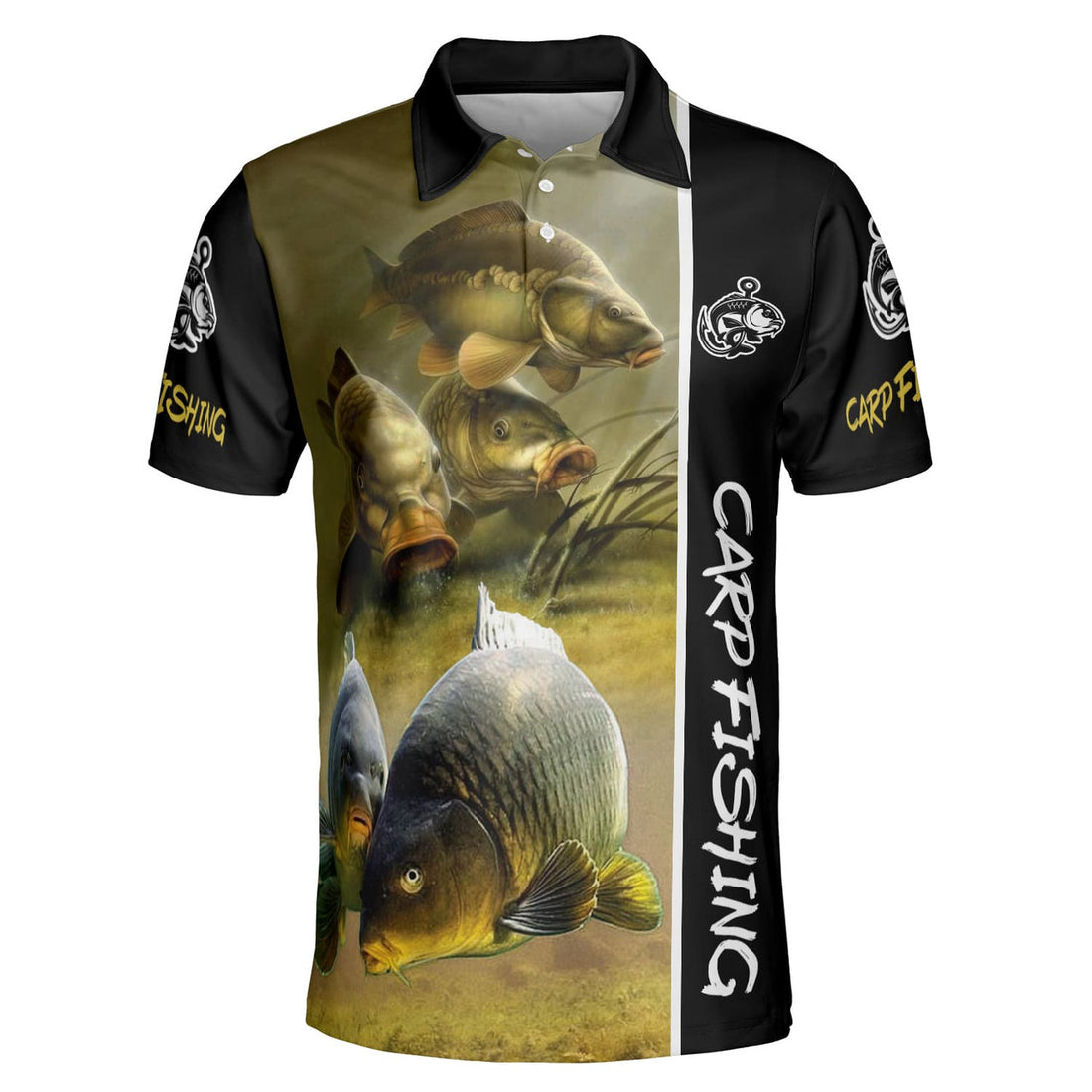 Custom Name Carp Fishing 3D Polo Shirt, Fishing Shirt, Men's Polo Sport Shirts, Carp Fishing T-Shirt