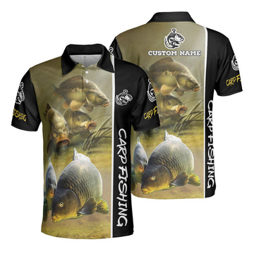 Custom Name Carp Fishing 3D Polo Shirt, Fishing Shirt, Men's Polo Sport Shirts, Carp Fishing T-Shirt