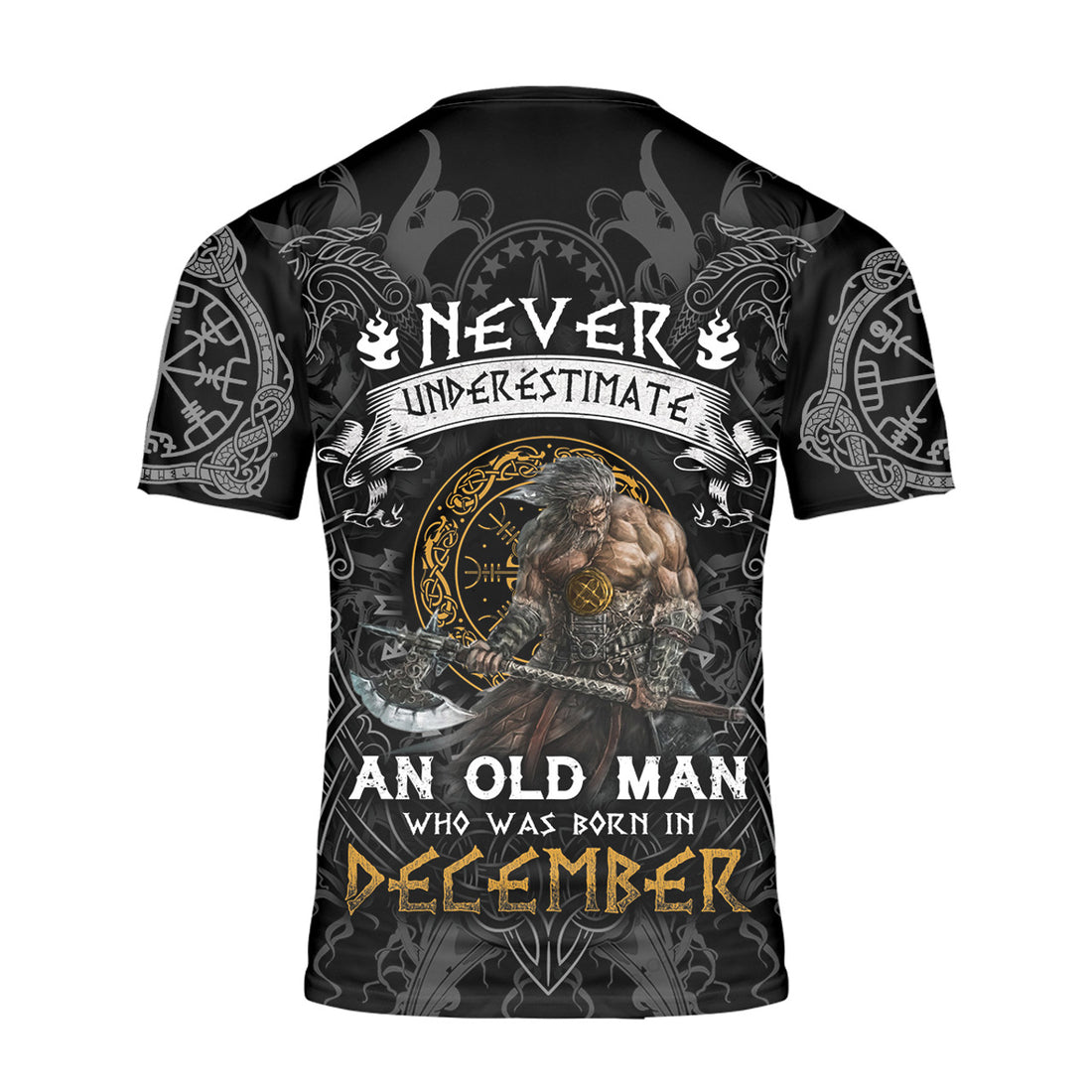 Custom GodoPrint Custom Never Underestimate Old Man Viking T-Shirt 3D, Viking Shirt for Men, Father's Birthday Vikings Gift