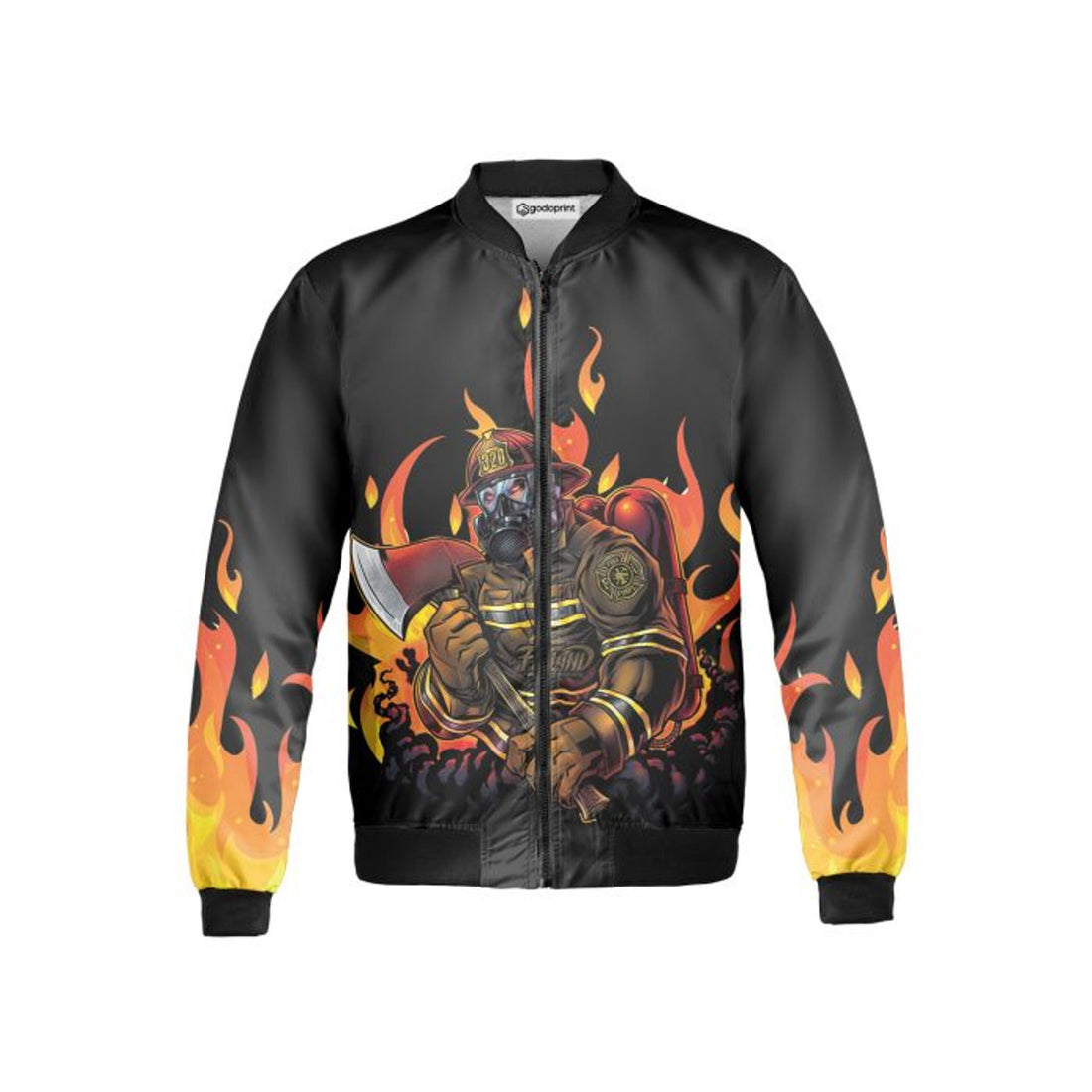 Bad Dass Firefighter Fleece Bomber Jacket AOP Zip-up, Fireman Bomber Jacket