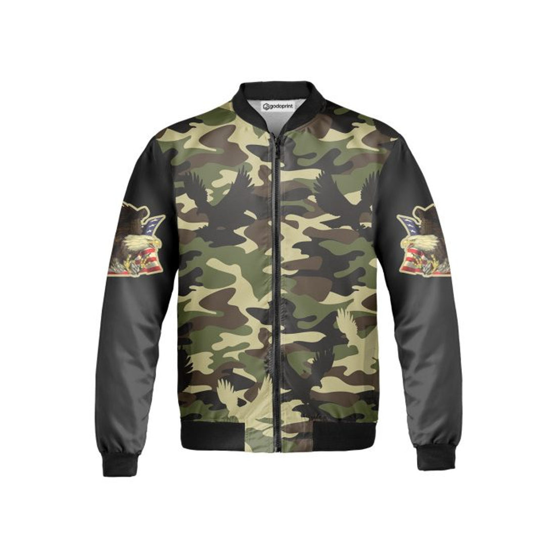 America Eagle Fleece Bomber Jacket AOP Zip-up Camouflage
