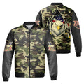 America Eagle Fleece Bomber Jacket AOP Zip-up Camouflage