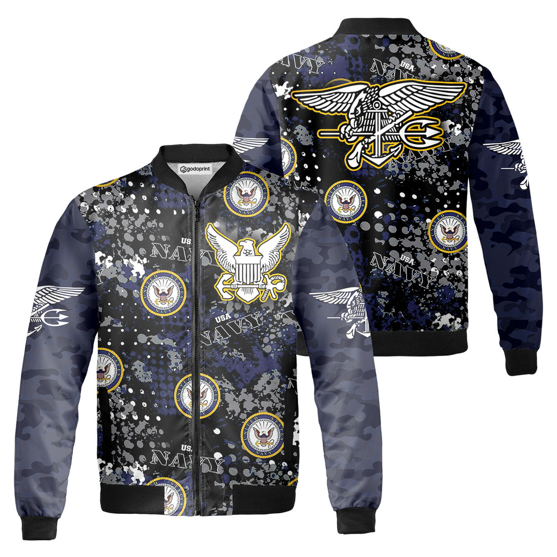 All Gave Some U.S Navy Fleece Bomber Jacket AOP Zip-up Camouflage Military Gift for Veteran's Day