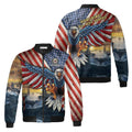 U.S Flag Eagle Navy Bomber Jacket Veteran Honoring All Who Served Blue Jacket