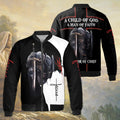 Jesus Warrior A Child of God A Man Of Faith A Warrior Of Christ Fleece Bomber Jacket