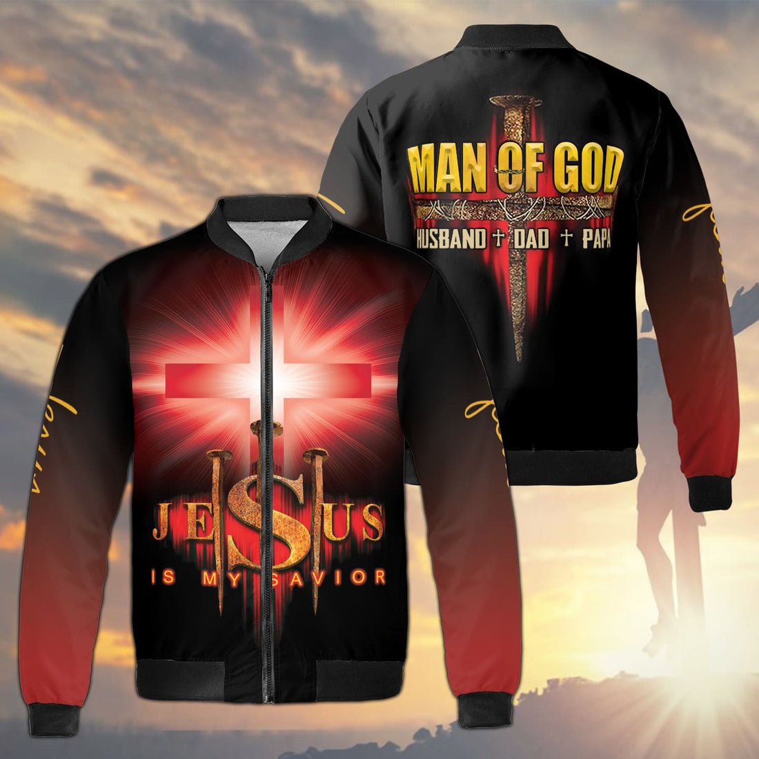 Jesus Is My Savior Casual Button Shirt Jesus Cross Man Of God Fleece Bomber Jacket