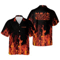 Custom Flame Bowling Button-Down Hawaiian Shirts for Men, Bowling Team Shirt, Bowling Gift