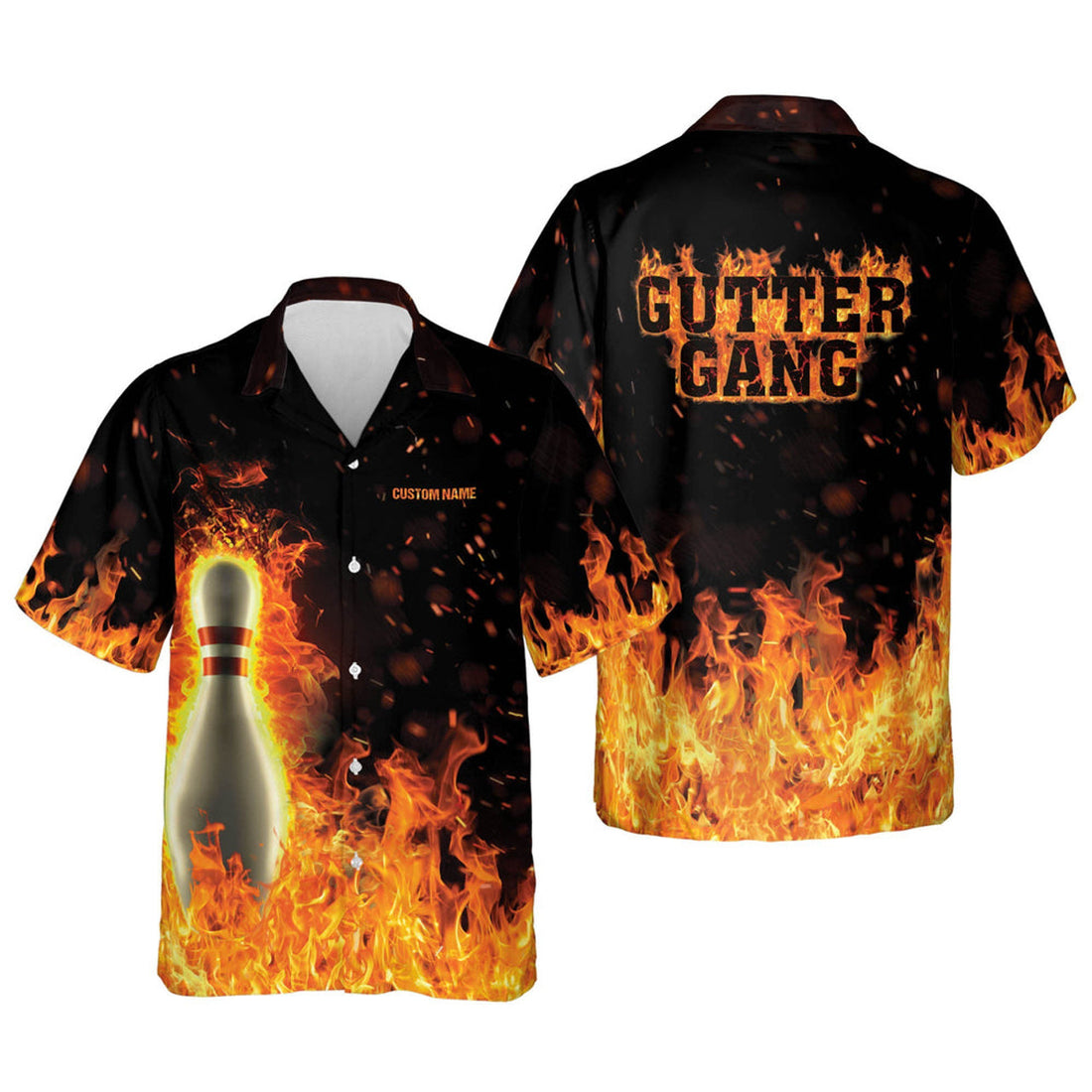 Custom Personalized Flame Hawaiian Bowling Gutter gang Shirts for Men, Bowling Team Shirt, Bowling Gift