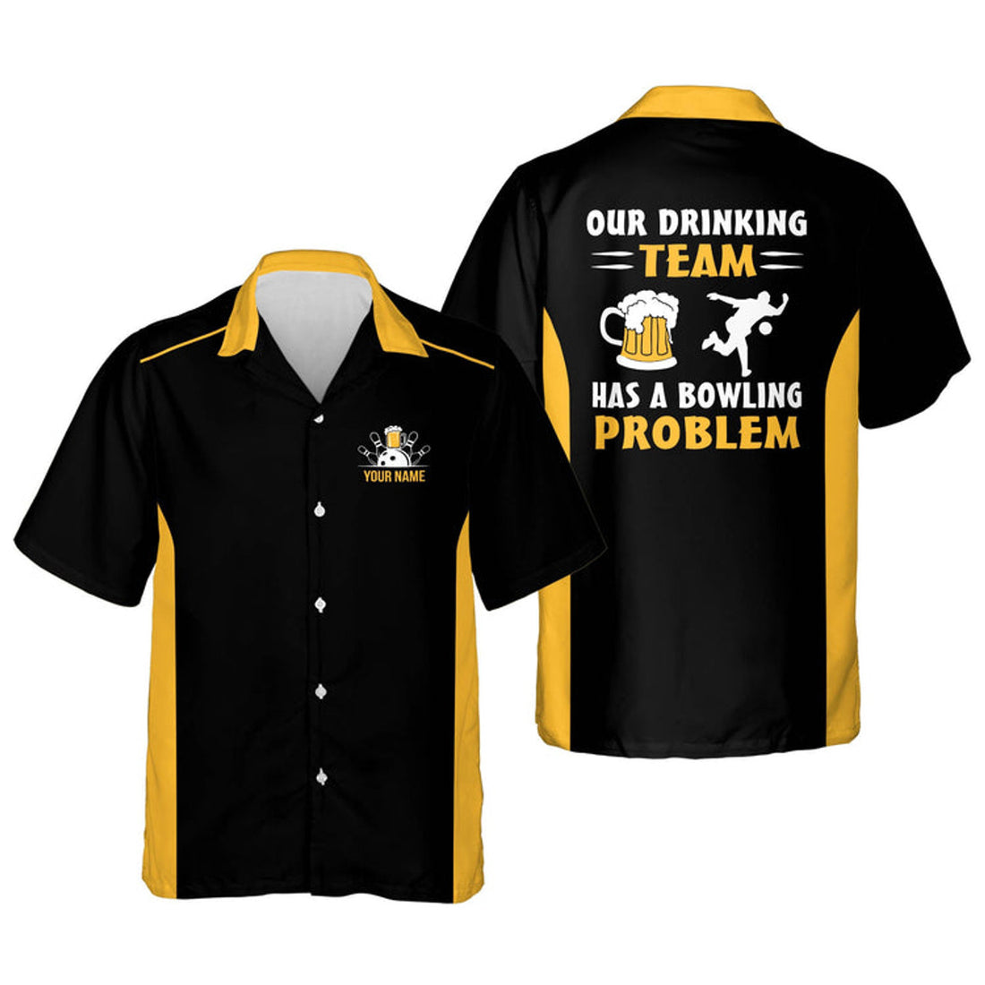 Custom Our Drinking Team Has A Bowling Problem bowling hawaiian shirt for men and women, Summer gift for Bowling team shirt