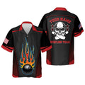Custom Flame Skull Button-Down bowling Hawaiian Shirt, Bowling Team Shirt, Bowling Gift