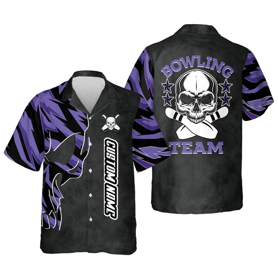 Custom Skull Hawaiian Bowling Team Shirts For Men, bowling Hawaiian shirt for men and women, Summer gift for Bowling team shirt