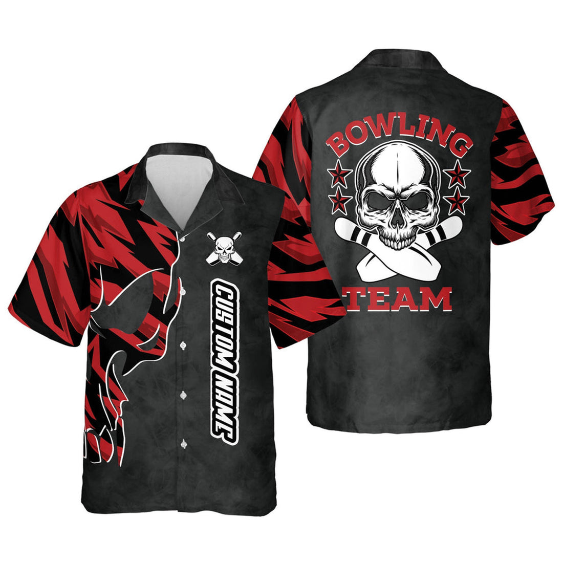 Custom Skull Hawaiian Bowling Team Shirts For Men, bowling Hawaiian shirt for men and women, Summer gift for Bowling team shirt