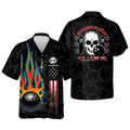 Custom Flame Skull Bowling Slayer - Follow Me Button-Down Hawaiian Shirt, Bowling Team Shirt, Bowling Gift