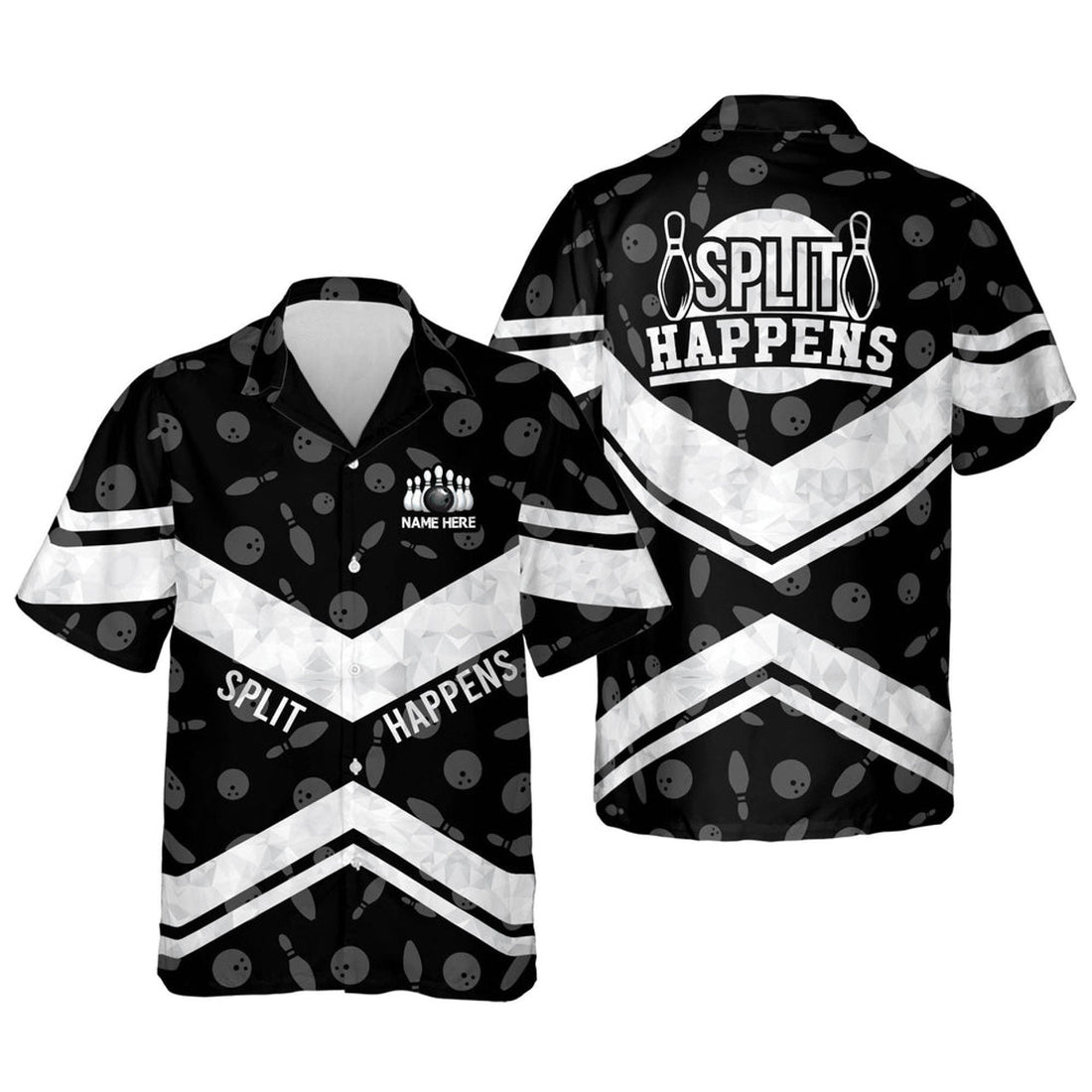 Custom 3D All Over Print Split Happens Hawaiian Shirt , Custom Name Bowling Hawaiian Shirt