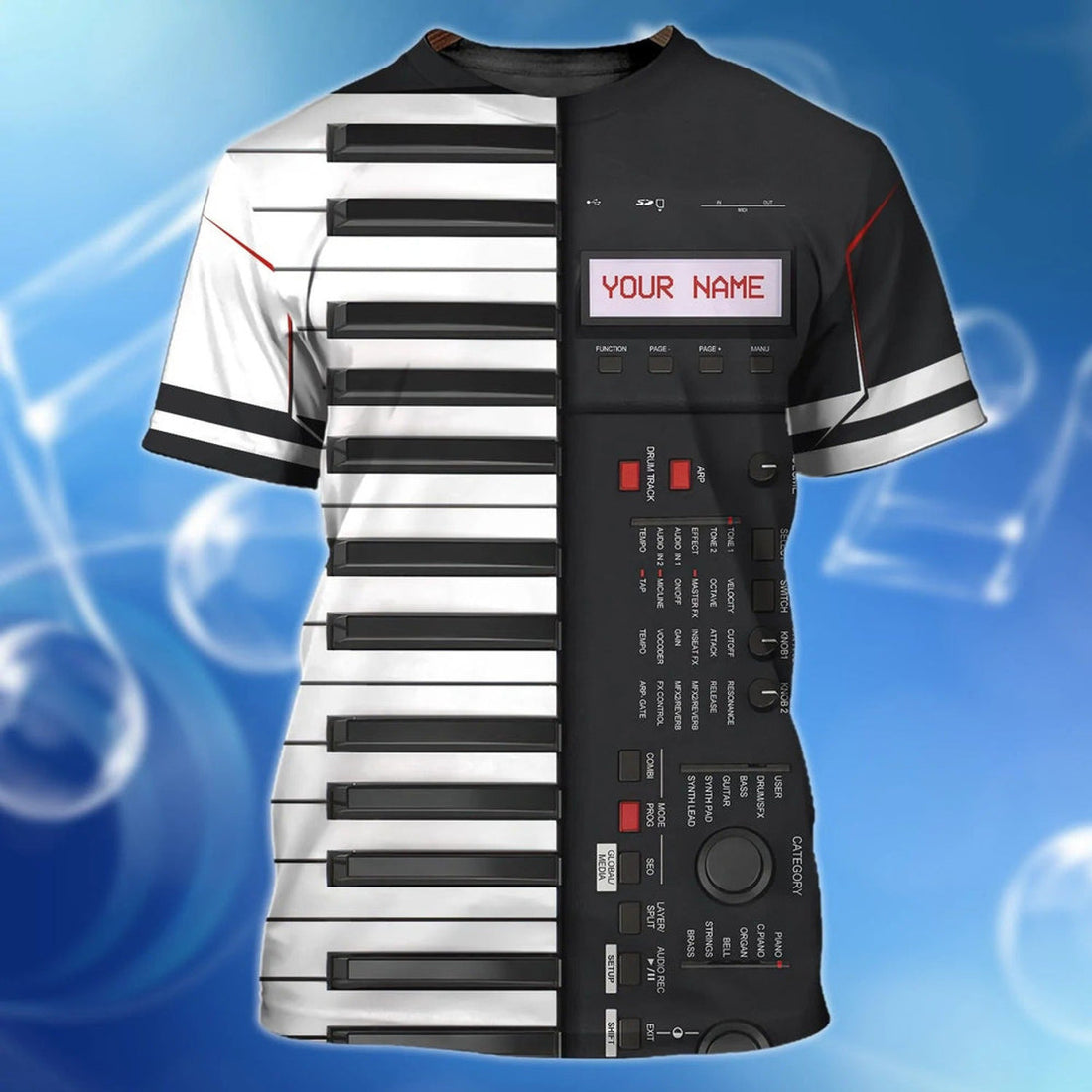FUNSTUFFPRINT Custom Piano Shirt Men Women, 3D All Over Print Piano T-Shirt, Piano Gift Musician Gifts 3D T-shirt