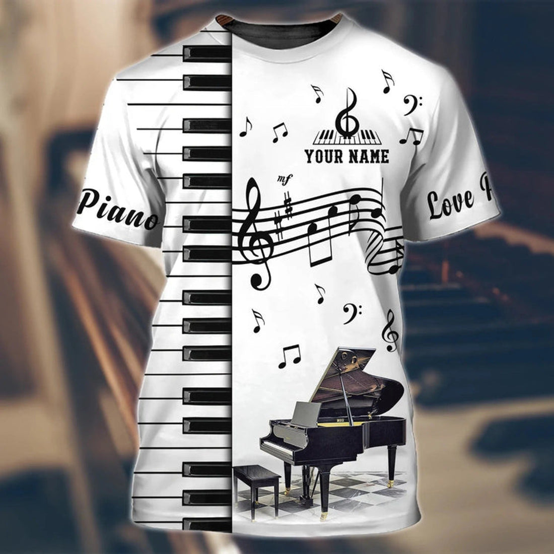 FUNSTUFFPRINT Custom 3D Piano Shirt, Unisex Pianist T-Shirt, Piano Teacher Gift, Piano Class Uniform 3D T-shirt