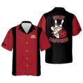 Custom 3D All Over Print Split Happens Vintage Hawaiian Shirt, Red Black Bowling Hawaiian Shirt