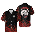 Custom Button-Down Skull bowling Flame Hawaiian Shirt, Bowling Team Shirt, Bowling Gift