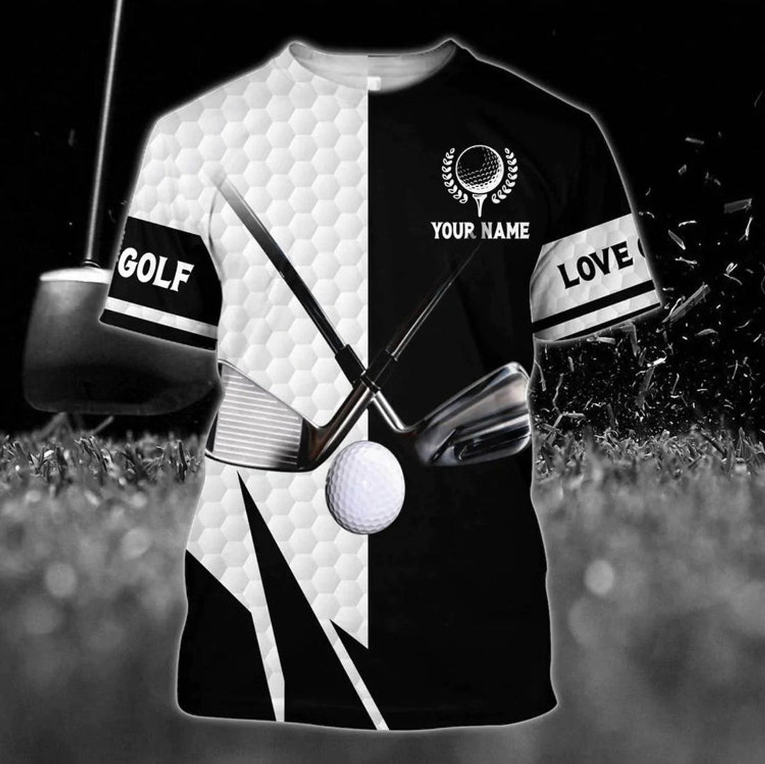 3D Print Hoodie For Golf Lover, Golf Sweatshirt Black White Pattern, Custom Golf Tshirt