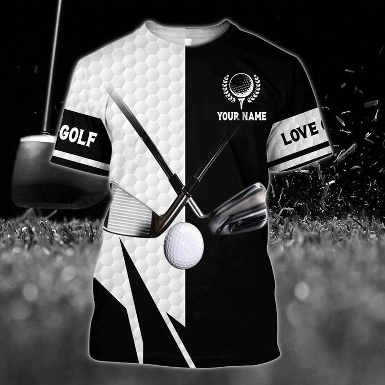 3D Print Hoodie For Golf Lover, Golf Sweatshirt Black White Pattern, Custom Golf Tshirt