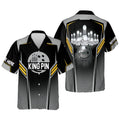 Custom King Pins Button-Down Hawaiian Shirt, bowling Hawaiian Shirt for Men, Bowling team shirt