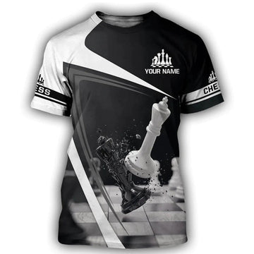Custom Personalized 3D Print Chess T-Shirt Men, King Chess Player, Chess Shirt For Him, Chess Lover Gift
