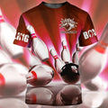 FUNSTUFFPRINT Personalized 3D All Over Print Red Bowling Shirt For Men Women, Bowling Team Shirt Uniform 3D T-shirt