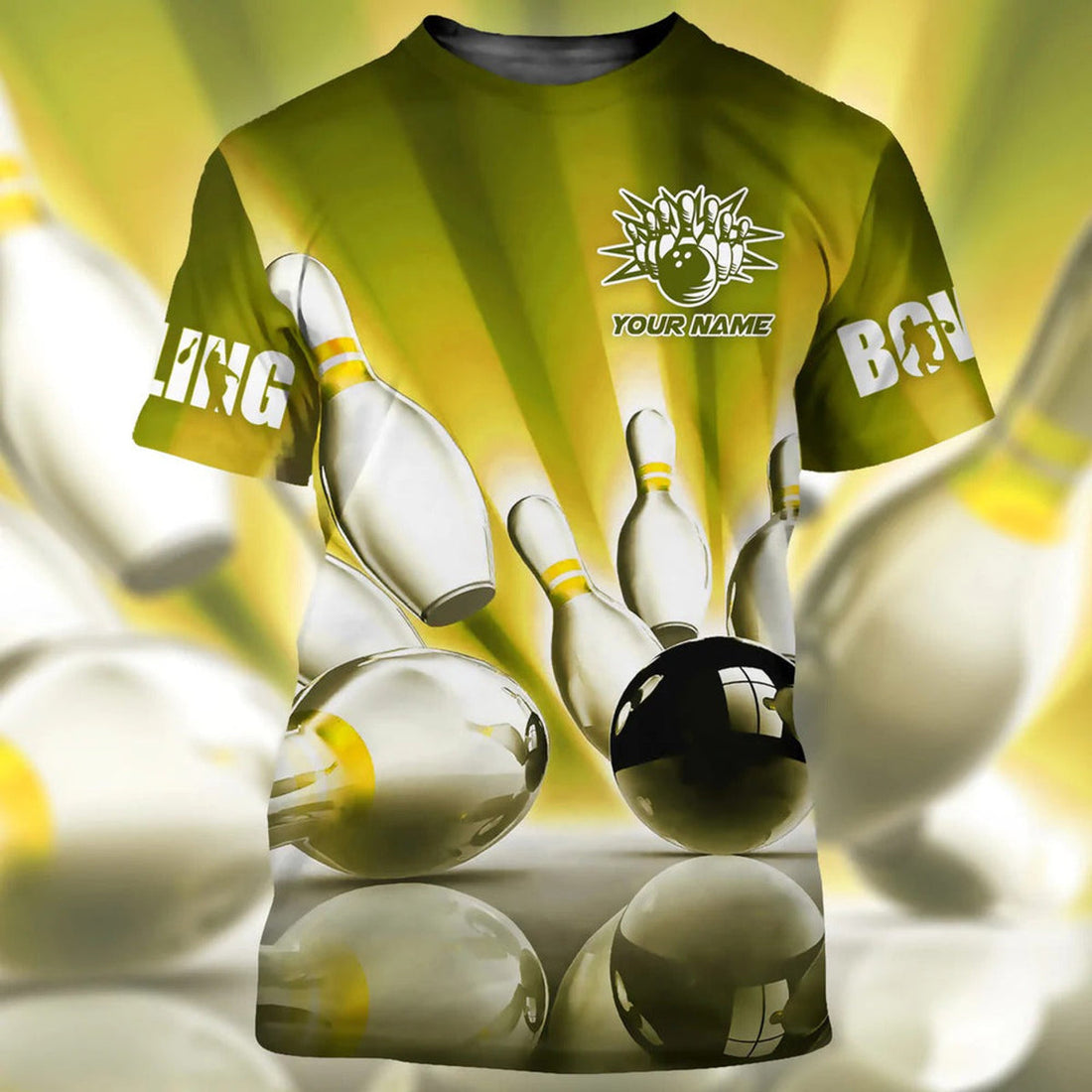 FUNSTUFFPRINT Custom Bowling Shirt Men, 3D All Over Print Bowling Shirt For Women, Gift For Bowling Player 3D T-shirt