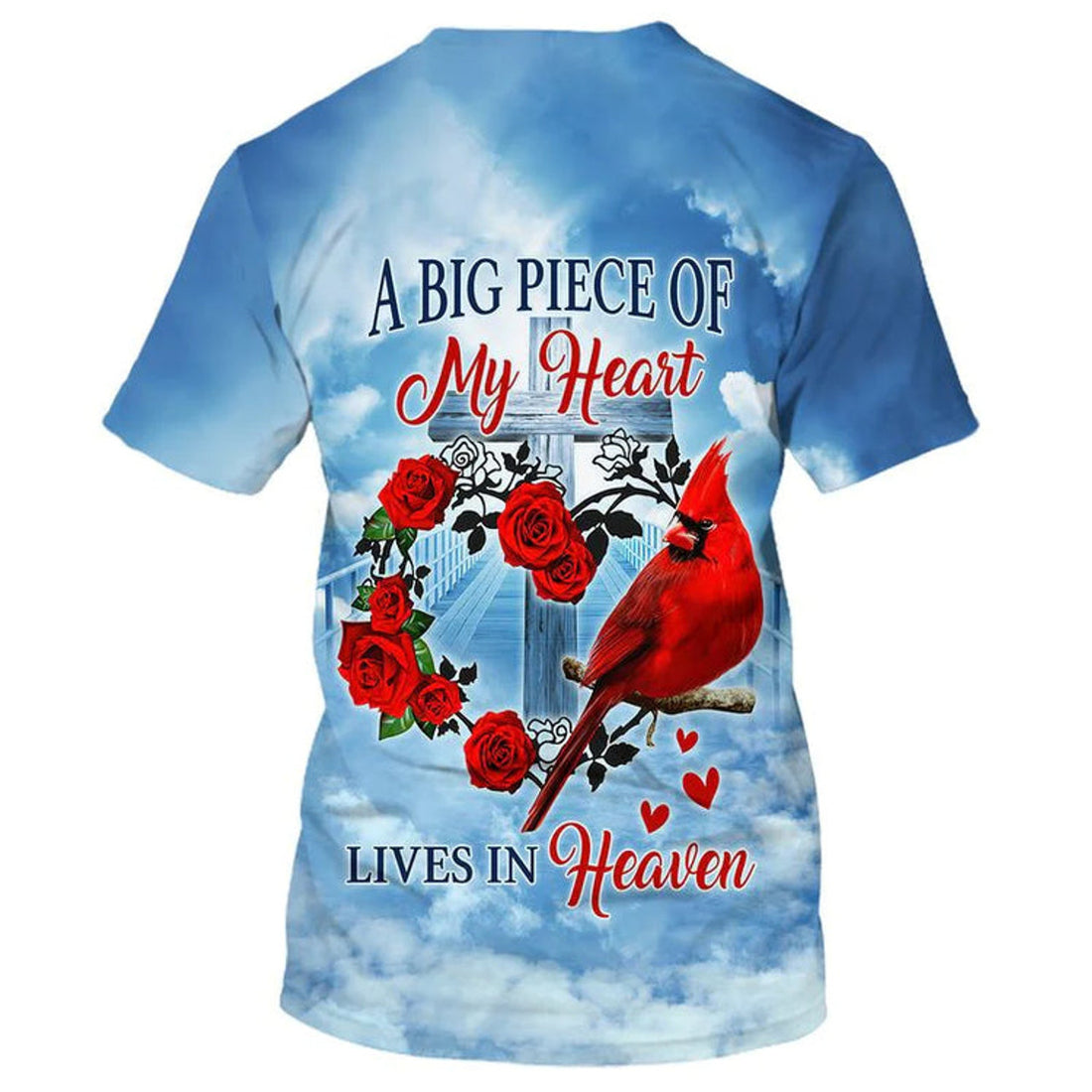3D All Over Print Memorial T-Shirt Big Piece Of My Heart Lives In Heaven Shirts