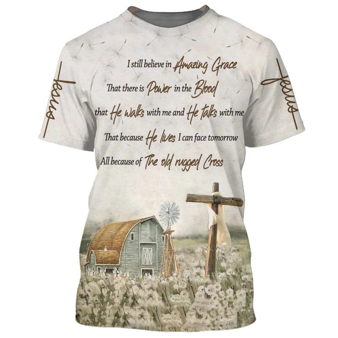 3D All Over Printed Believe Amazing Grace Shirt Power In The Blood T-Shirt