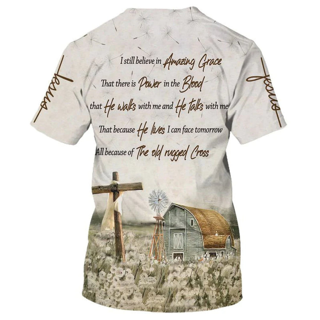 3D All Over Printed Believe Amazing Grace Shirt Power In The Blood T-Shirt